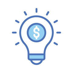 Dollar inside bulb depicting innovative idea, financial idea icon design