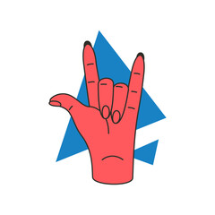 Woman hand rock gesture heavy metal punk lifestyle musical party concept icon vector flat