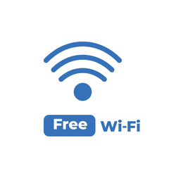 Blue free Wi- Fi icon white background