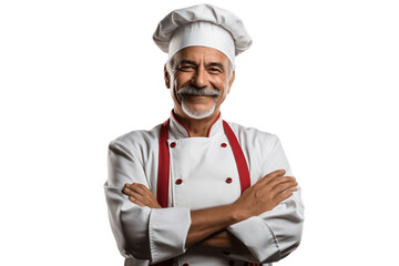 Happy Chef Crossed Arms Isolated on Transparent Background. AI - obrazy, fototapety, plakaty