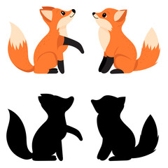 fox cubs sitting in flat style vector