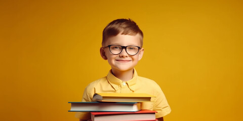 Portrait of cute school boy. Schoolish theme concept created with generative ai tools