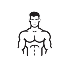 Fototapeta na wymiar Male bodybuilder gym black icon vector 