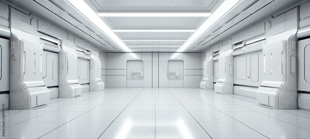 Poster Futuristic data server station control room background. Generative AI technology.