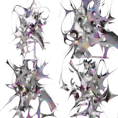 Abstract chrome shape a sci fi sculpture for digital art