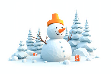 Obraz premium Snowman 3d animation Made with Generative AI