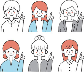 指さしをする会社員　女性　セット