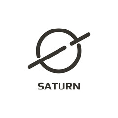 SATURN LOGO IN SIMPLE LINE. PLANET LOGO ICON CONCEPT