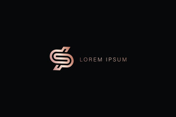 minimalist sp letter line style brand design modern style creative golden wordmark design typography illustration, sp lettering, ps logo