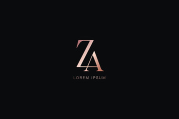 minimalist Za letter fashion brand design modern style creative golden wordmark design typography illustration, az lettering, za logo
