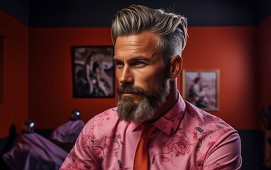 Excellent Barber cutting hairs of his client. Generative AI