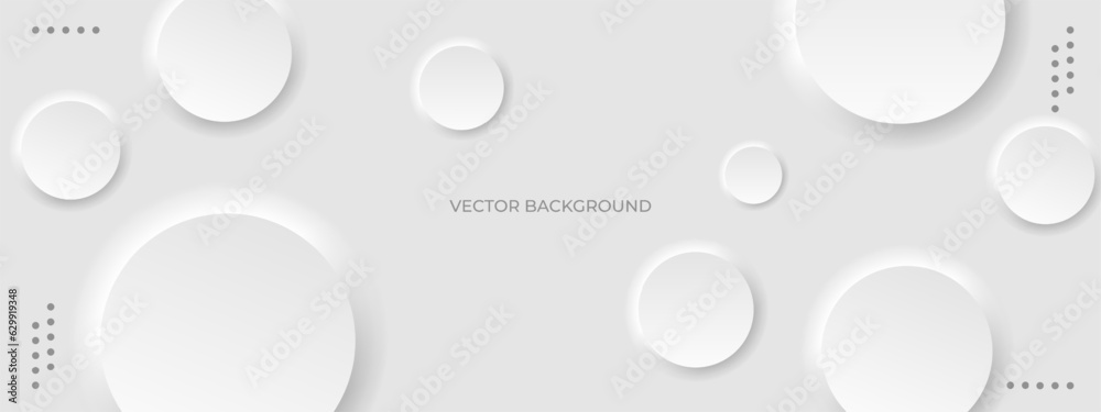 Poster white modern neomorphism abstract background. abstract 3d circle white wallpaper. background with ne