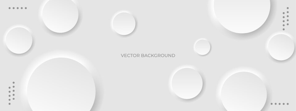 White modern neomorphism abstract background. Abstract 3D circle white wallpaper. Background with neomorphism circles. Vector EPS 10
