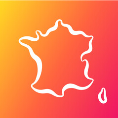 France - Outline Map on Gradient Background