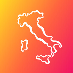 Italy - Outline Map on Gradient Background