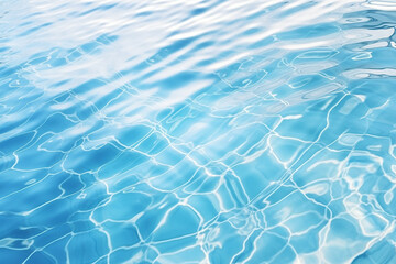 Fototapeta na wymiar Rippling blue water of a swimming pool, clear and tiled, grid-like pattern, high angle view. 