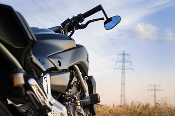 Yamaha motorcycle in a cornfield