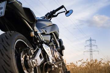 Fototapeta na wymiar Yamaha motorcycle in a cornfield