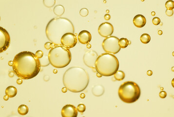 luxury gold cosmetic essence liquid bubbles molecules antioxidant of liquid bubble