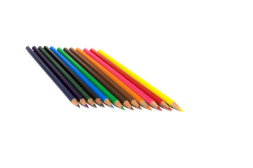 Colored pencils isolated on a white background. Back to school and kindergarten concept.