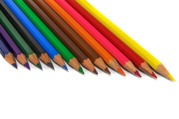 Colored pencils isolated on a white background. Back to school and kindergarten concept.