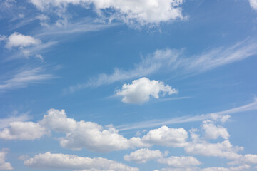 Blue sky with white fluffy clouds
