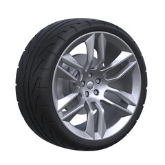 Obraz premium Car wheel isolated from background 3d rendering