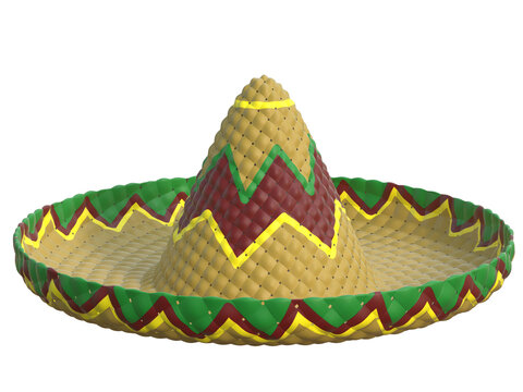 Mexican hat sombrero 3d rendering