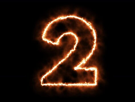 3d render Alphabet number one glowing in the dark orange blue neon light, fiery text numbers electric numbers alphabets