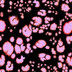 Watercolour inkblot Rorschach pattern in black and pink (seamlessly repeating tile)