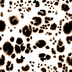 Watercolour ink drop pattern reminiscent of a leopard print pattern (seamlessly repeating tile) - obrazy, fototapety, plakaty