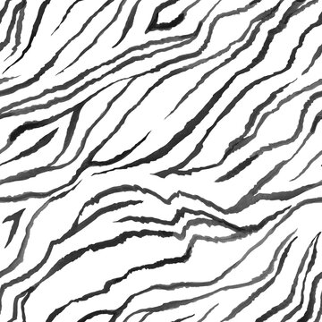 Monochrome tiger print pattern with watercolour detail