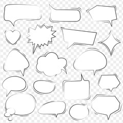 Obraz premium Set of comic speech bubbles. Retro empty comic speech bubbles set with black halftone shadows.