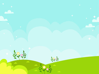 Natural, green vector, flower, sky with grass