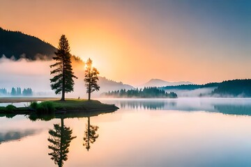 sunrise over lake