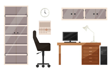 Office furniture. Office furniture, organizers and accessories. Vectyor illustration EPS10