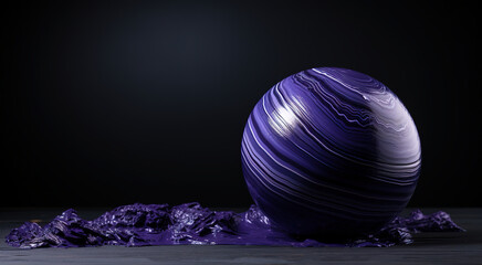 Purple clay ball on a dark background, ai art