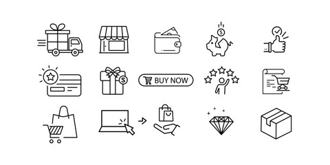 Set of shopping online icons, ecommerce, shop, sale