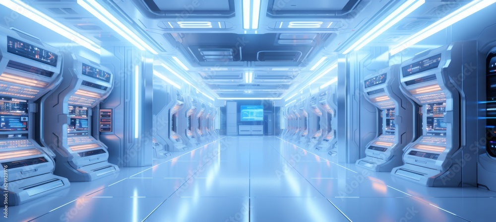 Aufkleber Futuristic data center. Generative AI technology.
