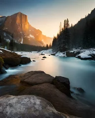 Photo sur Plexiglas Gris 2 sunrise in the mountains created using generative AI tools