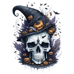Watercolor Halloween Illustration PNG Design,  Can be used for the logo, t-shirt design, posters, banners, greetings, print design, generative ai	

