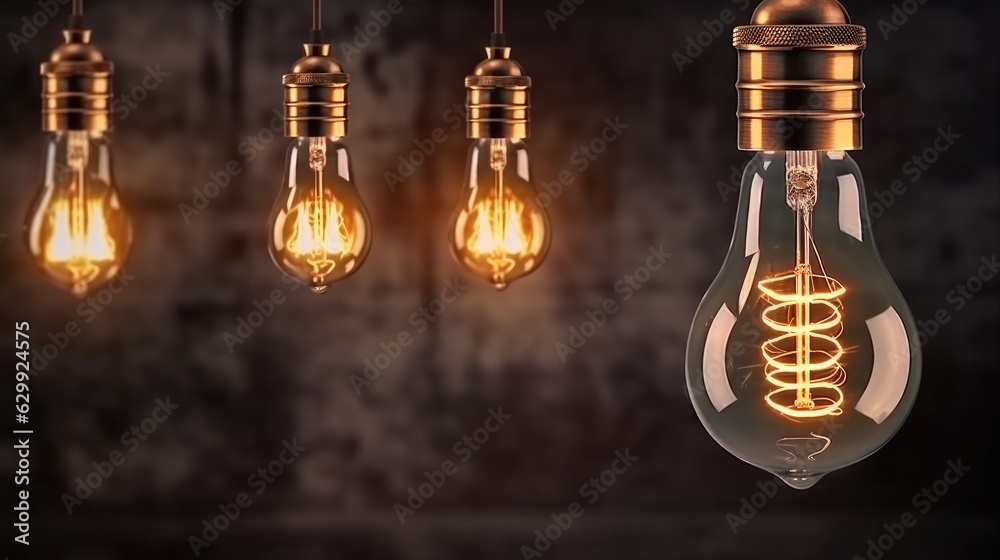 Poster light lamp bulb, retro filter effect style.