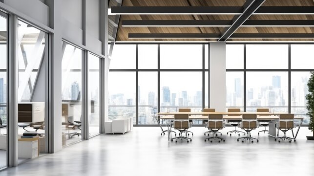 Conference room and an open space office, Modern interior design background.