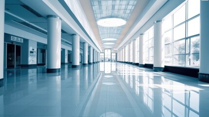 Obraz premium Hall of business building with light from window, Modern architecture.