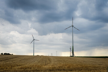 wind turbine during a storm
