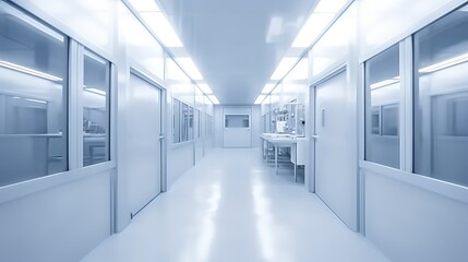 Modern interior science laboratory or factory background, Interior design look clean, bright.