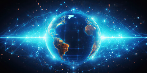 Global network connection over the world 3d graphic background wallpaper. created by generative AI technology.