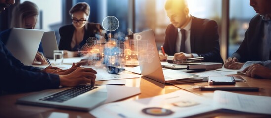 business brain storm strategy ideas sharing hand  paper document chart analysis close up,business people teamwork consult organize big data summary together conference meeting office,ai generate