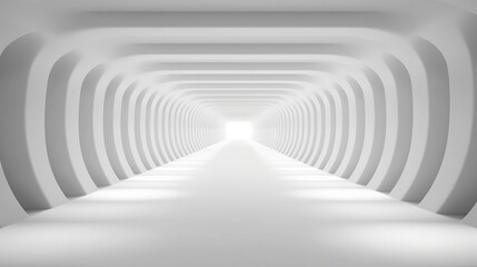 White tunnel, illustration modern interior design background.