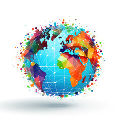 Fototapeta premium Globe with world map. Global business concept. created by generative AI technology.
